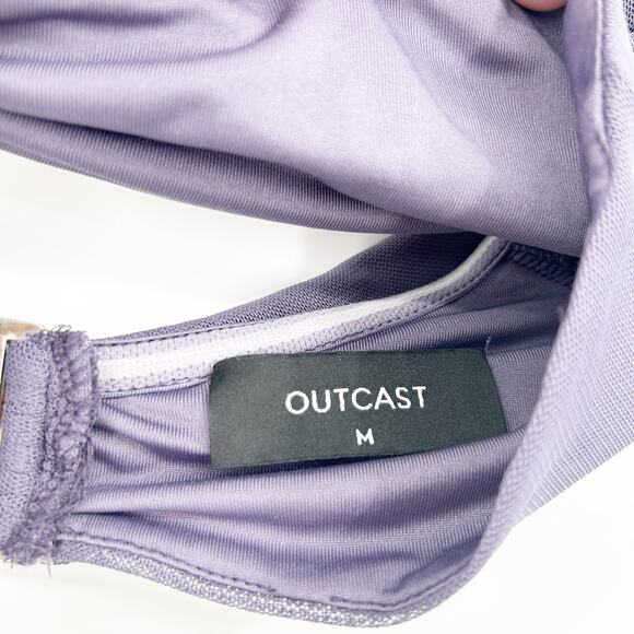 Outcast Womens Summer Going Out Rozeli‎ Off Shoulder Mesh Long Sleeve Crop Top M - Picture 5 of 9